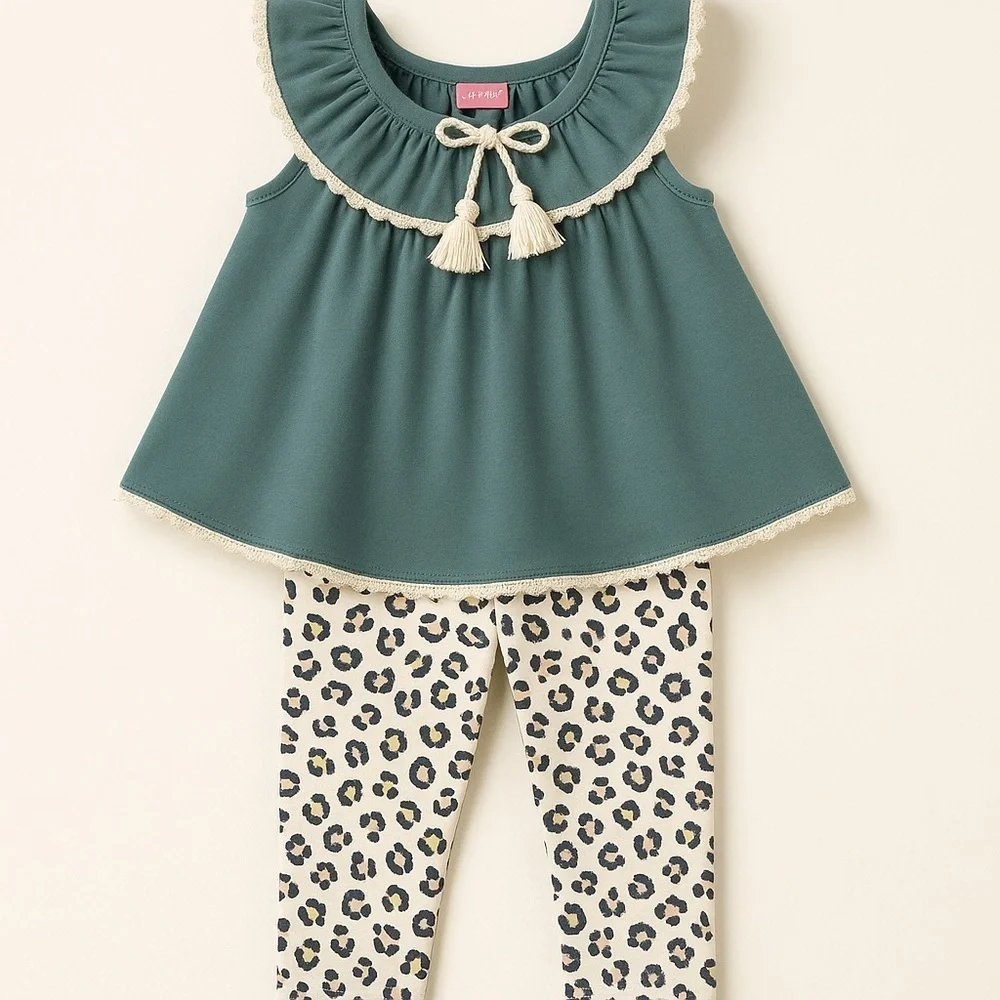 ❄️ Isaac Mizrahi | Infant Girls 2pc Ruffle Tunic Leggings Set 24M
